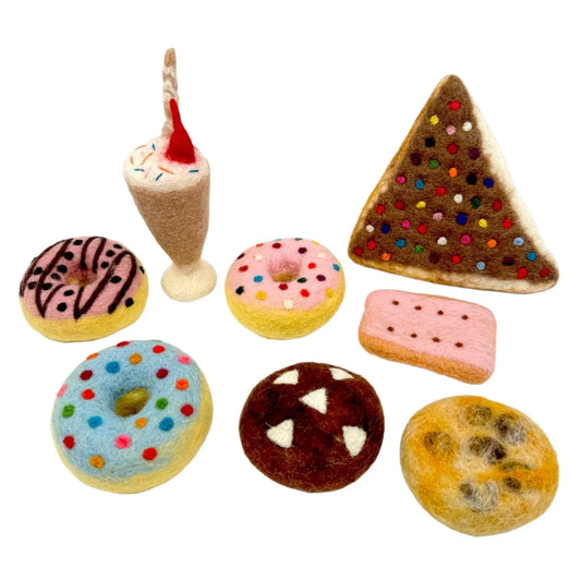 **Pre-order (Ships in 2-3 Weeks)**Handmade in Nepal 100% Wool Felt Foods Play Set for Pretend Cooking and Farmer's Market Play - BIG FRENCHIES
