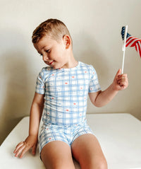 Stars Gingham 2pc Bamboo Pajamas - BIG FRENCHIES