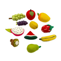 **Pre-order (Ships in 2-3 Weeks)**Handmade in Nepal 100% Wool Felt Foods Play Set for Pretend Cooking and Farmer's Market Play - BIG FRENCHIES
