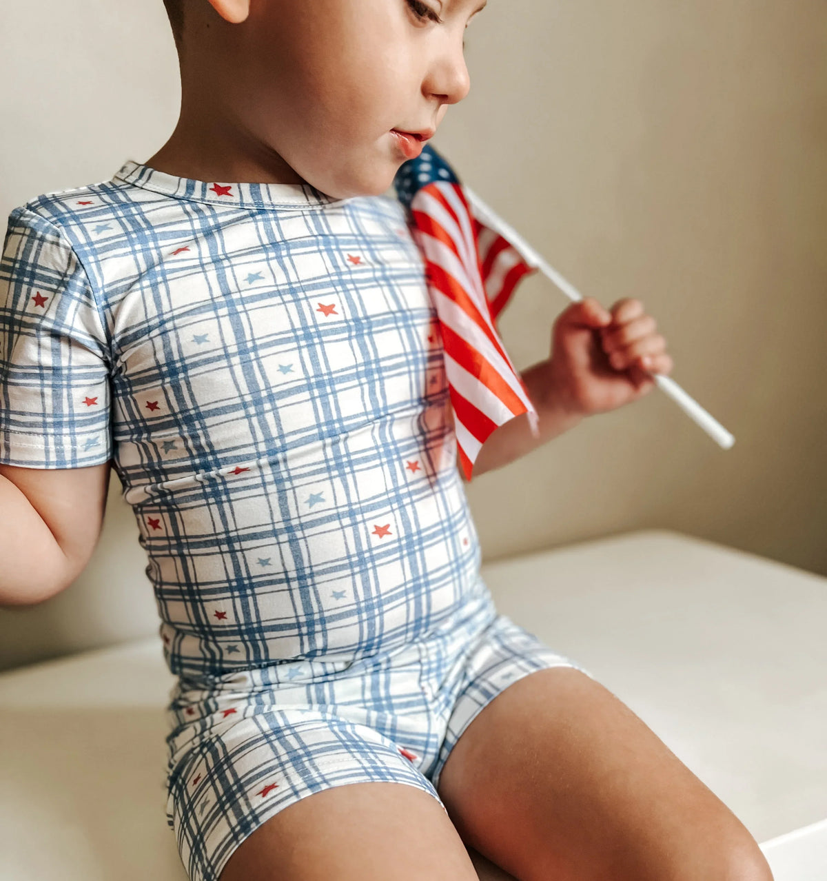 Stars Gingham 2pc Bamboo Pajamas - BIG FRENCHIES