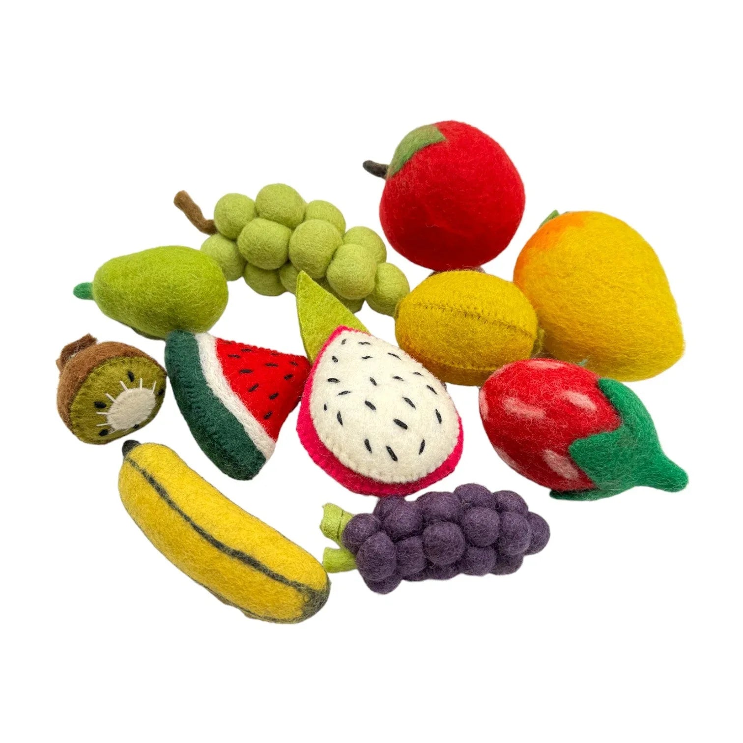 **Pre-order (Ships in 2-3 Weeks)**Handmade in Nepal 100% Wool Felt Foods Play Set for Pretend Cooking and Farmer's Market Play - BIG FRENCHIES