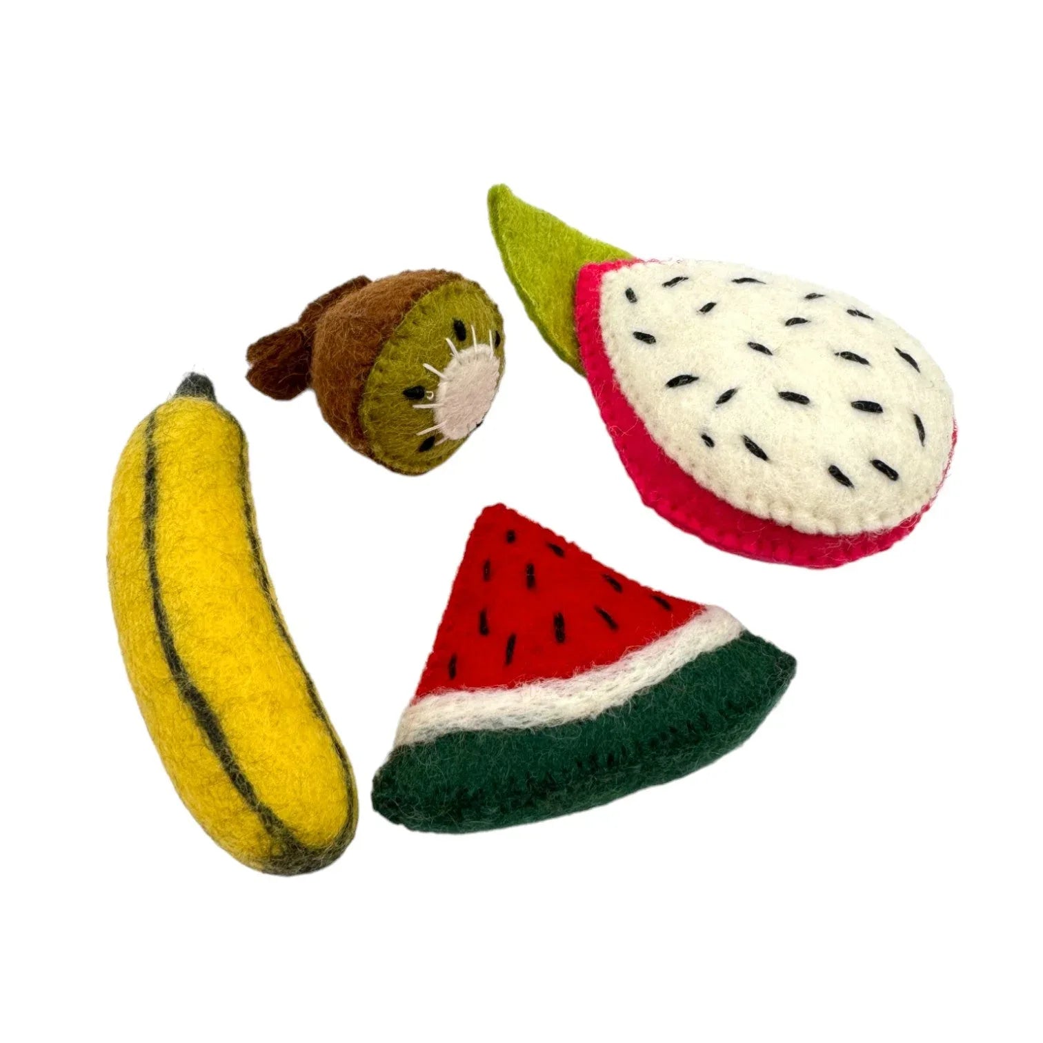 **Pre-order (Ships in 2-3 Weeks)**Handmade in Nepal 100% Wool Felt Foods Play Set for Pretend Cooking and Farmer's Market Play - BIG FRENCHIES