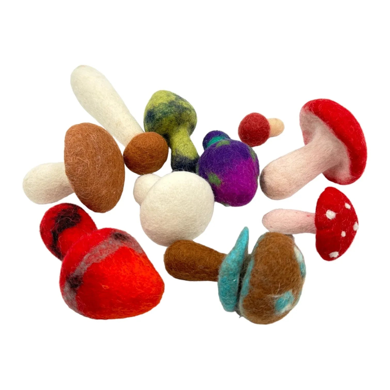 **Pre-order (Ships in 2-3 Weeks)**Handmade in Nepal 100% Wool Felt Foods Play Set for Pretend Cooking and Farmer's Market Play - BIG FRENCHIES
