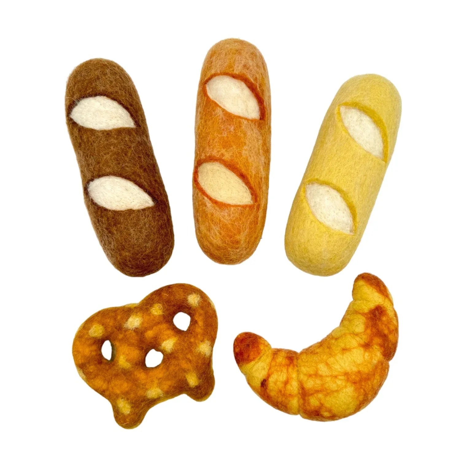 **Pre-order (Ships in 2-3 Weeks)**Handmade in Nepal 100% Wool Felt Foods Play Set for Pretend Cooking and Farmer's Market Play - BIG FRENCHIES
