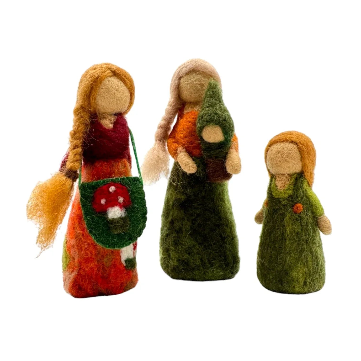 **Pre-order (Ships in 2-3 Weeks)**Handmade in Nepal 100% Wool Felt Foods Play Set for Pretend Cooking and Farmer's Market Play - BIG FRENCHIES
