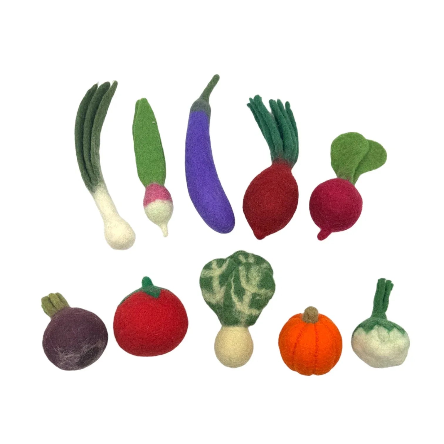 **Pre-order (Ships in 2-3 Weeks)**Handmade in Nepal 100% Wool Felt Foods Play Set for Pretend Cooking and Farmer's Market Play - BIG FRENCHIES