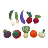 **Pre-order (Ships in 2-3 Weeks)**Handmade in Nepal 100% Wool Felt Foods Play Set for Pretend Cooking and Farmer's Market Play - BIG FRENCHIES