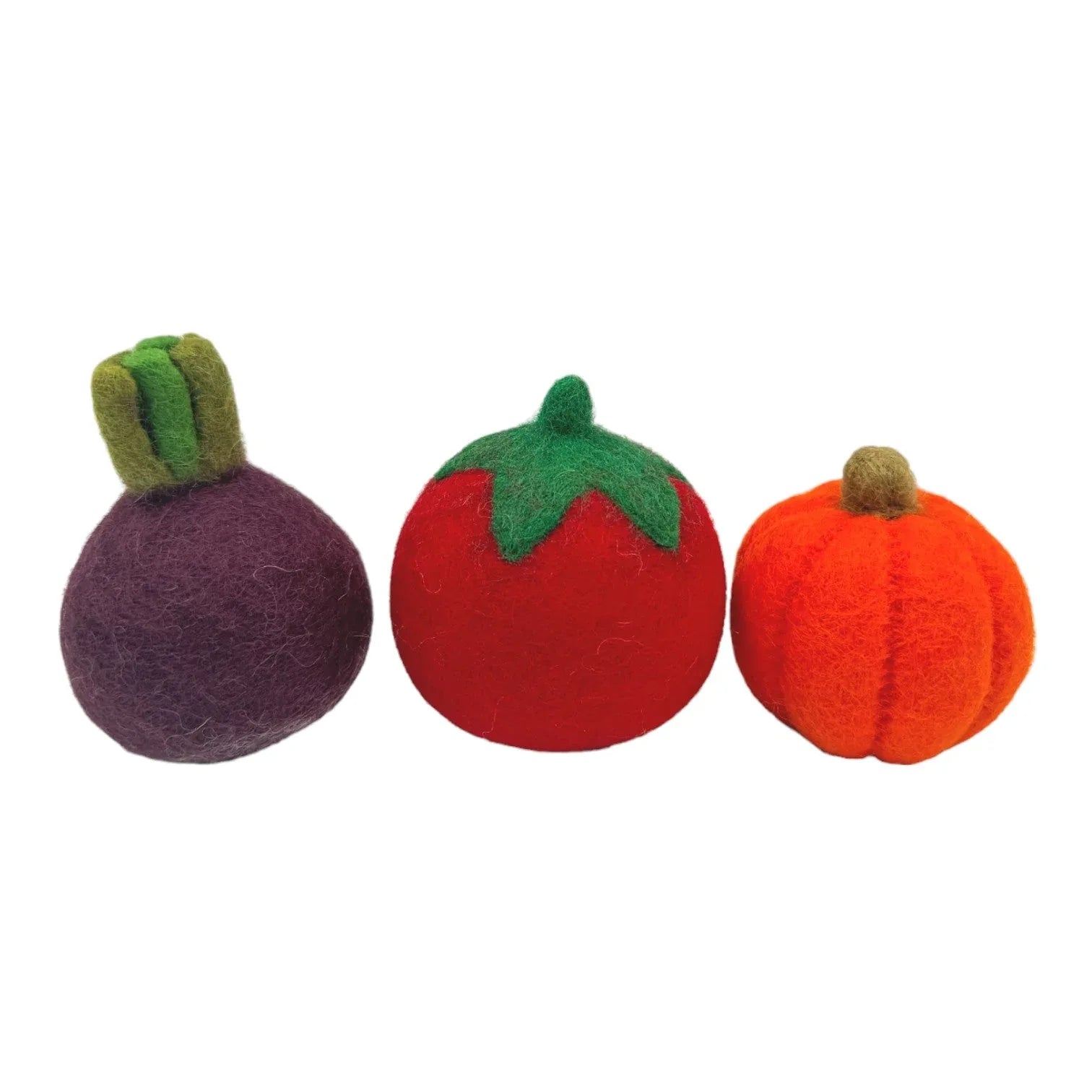 **Pre-order (Ships in 2-3 Weeks)**Handmade in Nepal 100% Wool Felt Foods Play Set for Pretend Cooking and Farmer's Market Play - BIG FRENCHIES