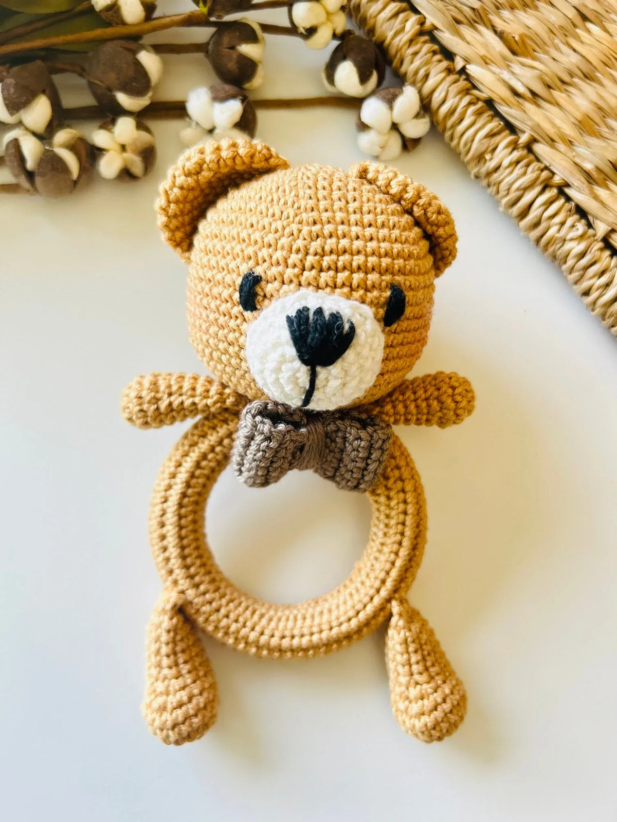 Bear Teether Rattle-Full Crochet Ring - BIG FRENCHIES