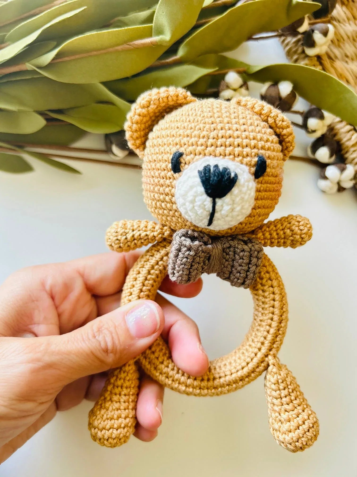 Bear Teether Rattle-Full Crochet Ring - BIG FRENCHIES