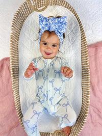 Blue Belle Ribbed Bamboo Zippy Pajamas - BIG FRENCHIES