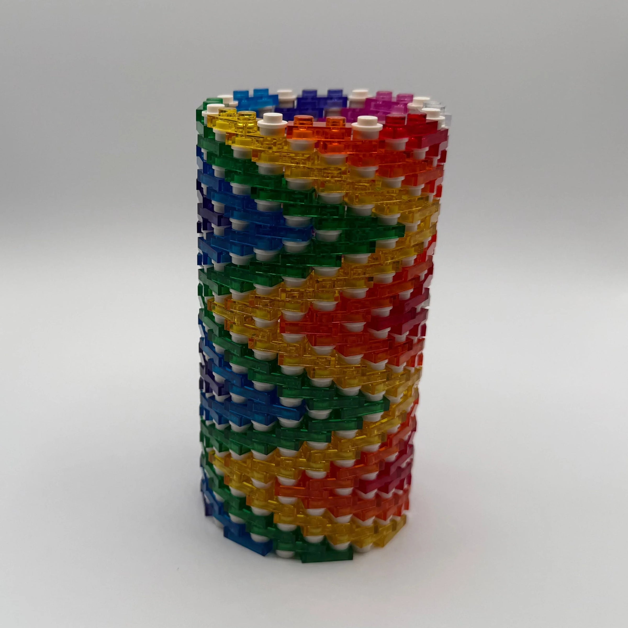 Semi-Transparent Rainbow Zig Zag Skinny Modular Vase – Built with LEGO®-Compatible Bricks - BIG FRENCHIES