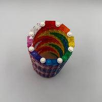Semi-Transparent Rainbow Zig Zag Skinny Modular Vase – Built with LEGO®-Compatible Bricks - BIG FRENCHIES