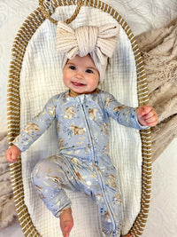 Bunny Blossoms Bamboo Zippy Pajamas - BIG FRENCHIES