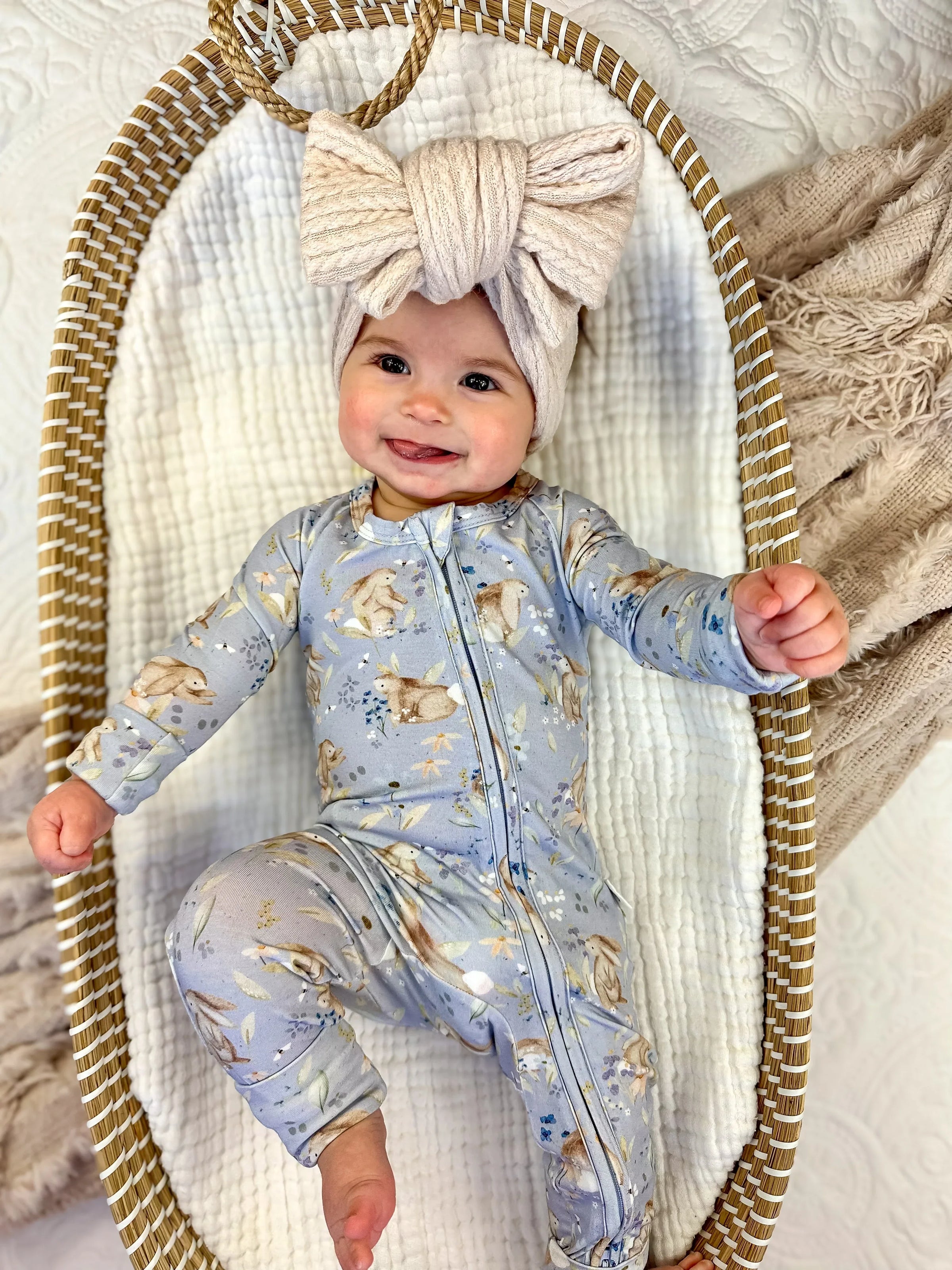 Bunny Blossoms Bamboo Zippy Pajamas - BIG FRENCHIES