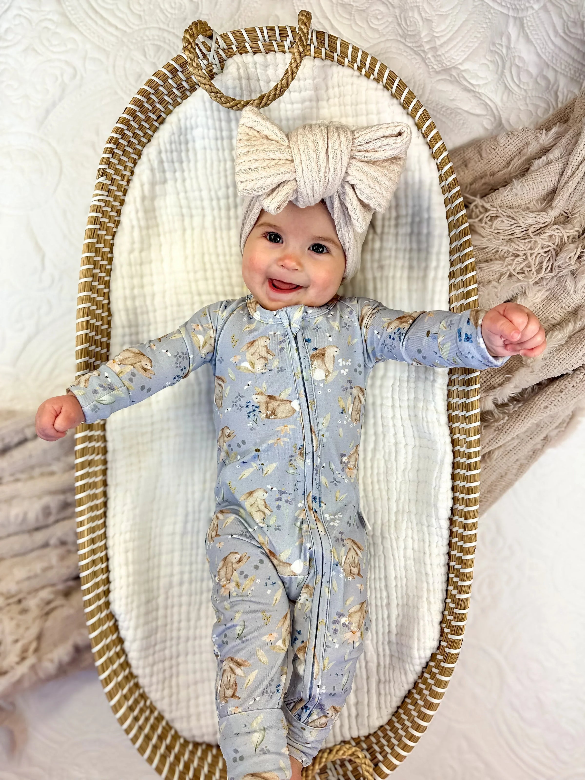 Bunny Blossoms Bamboo Zippy Pajamas - BIG FRENCHIES