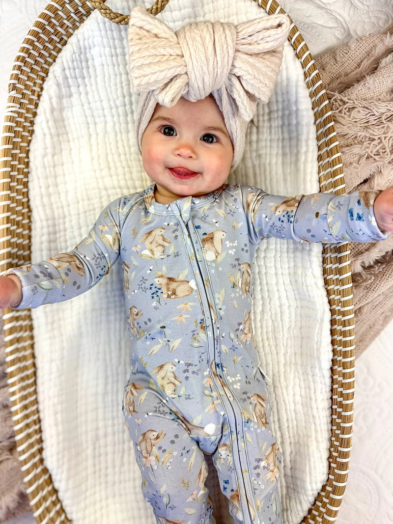 Bunny Blossoms Bamboo Zippy Pajamas - BIG FRENCHIES
