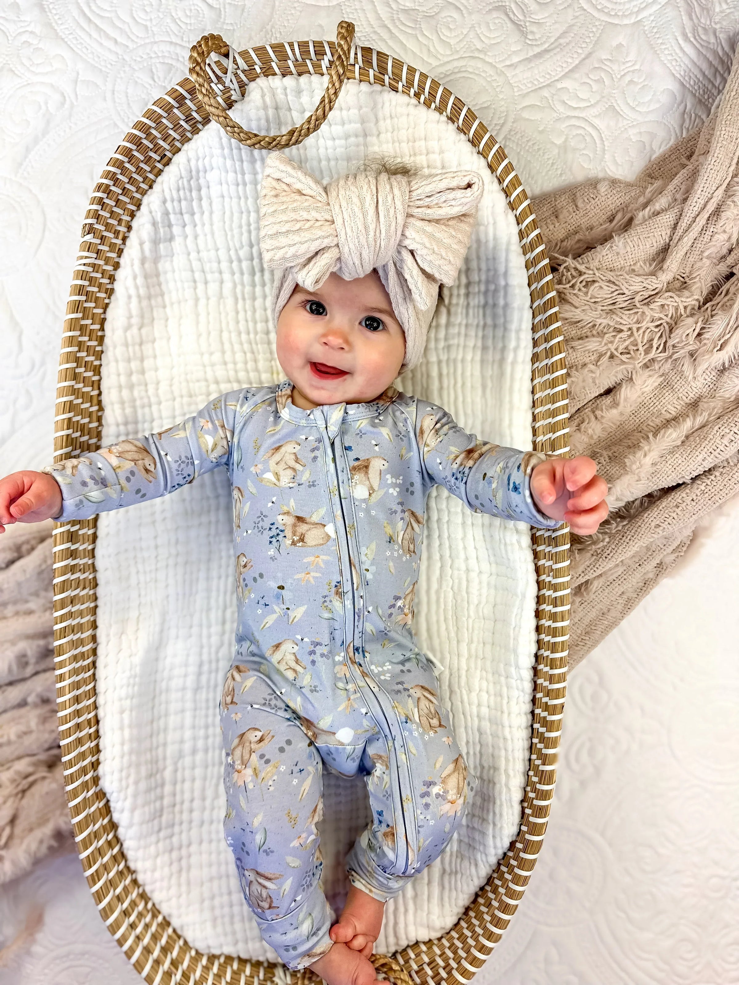 Bunny Blossoms Bamboo Zippy Pajamas - BIG FRENCHIES