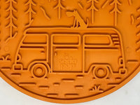 Camp eMat - Enrichment Lick Mat For Dogs and Cats - with Suction Cups | Retro Van Design | USA Made - BIG FRENCHIES