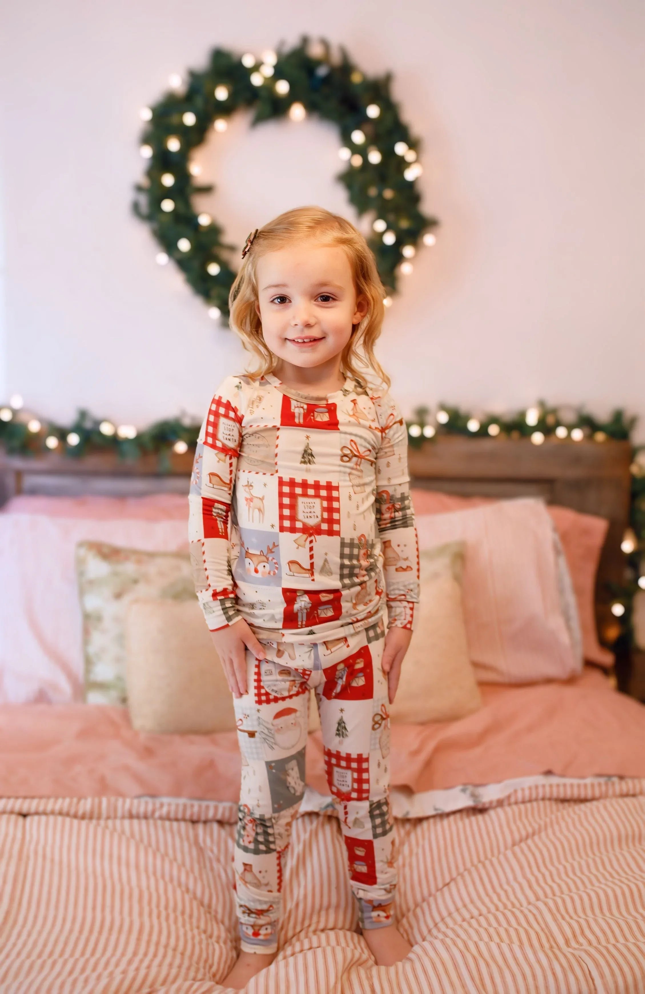 Christmas Patchwork Bamboo Christmas Pajamas - 2pc Set - BIG FRENCHIES