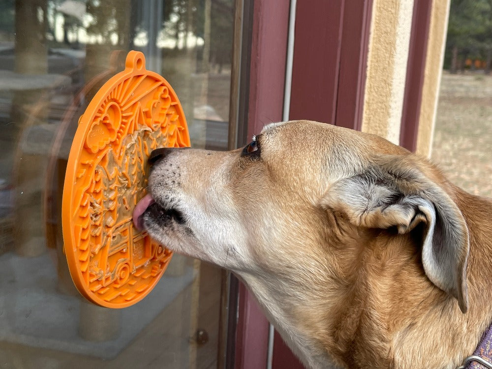 Camp eMat - Enrichment Lick Mat For Dogs and Cats - with Suction Cups | Retro Van Design | USA Made - BIG FRENCHIES