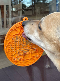 Camp eMat - Enrichment Lick Mat For Dogs and Cats - with Suction Cups | Retro Van Design | USA Made - BIG FRENCHIES