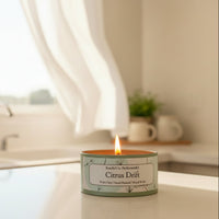 Citrus Drift Luxury Candle | 8oz Non-Toxic Soy Candle with Wooden Wick | Clean Burn
