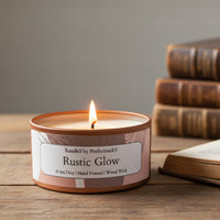 Rustic Glow Luxury Candle | 8oz Non-Toxic Soy Candle with Wooden Wick | Clean Burn
