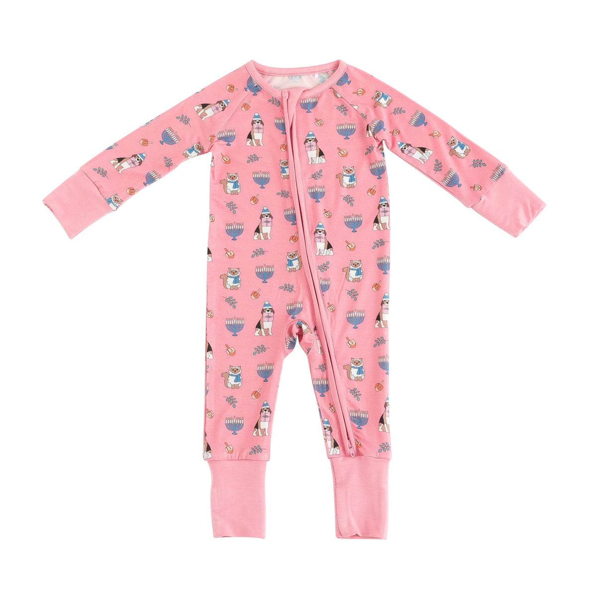 Hanukkah Pets (Convertible Zip Footies) - Pink - BIG FRENCHIES