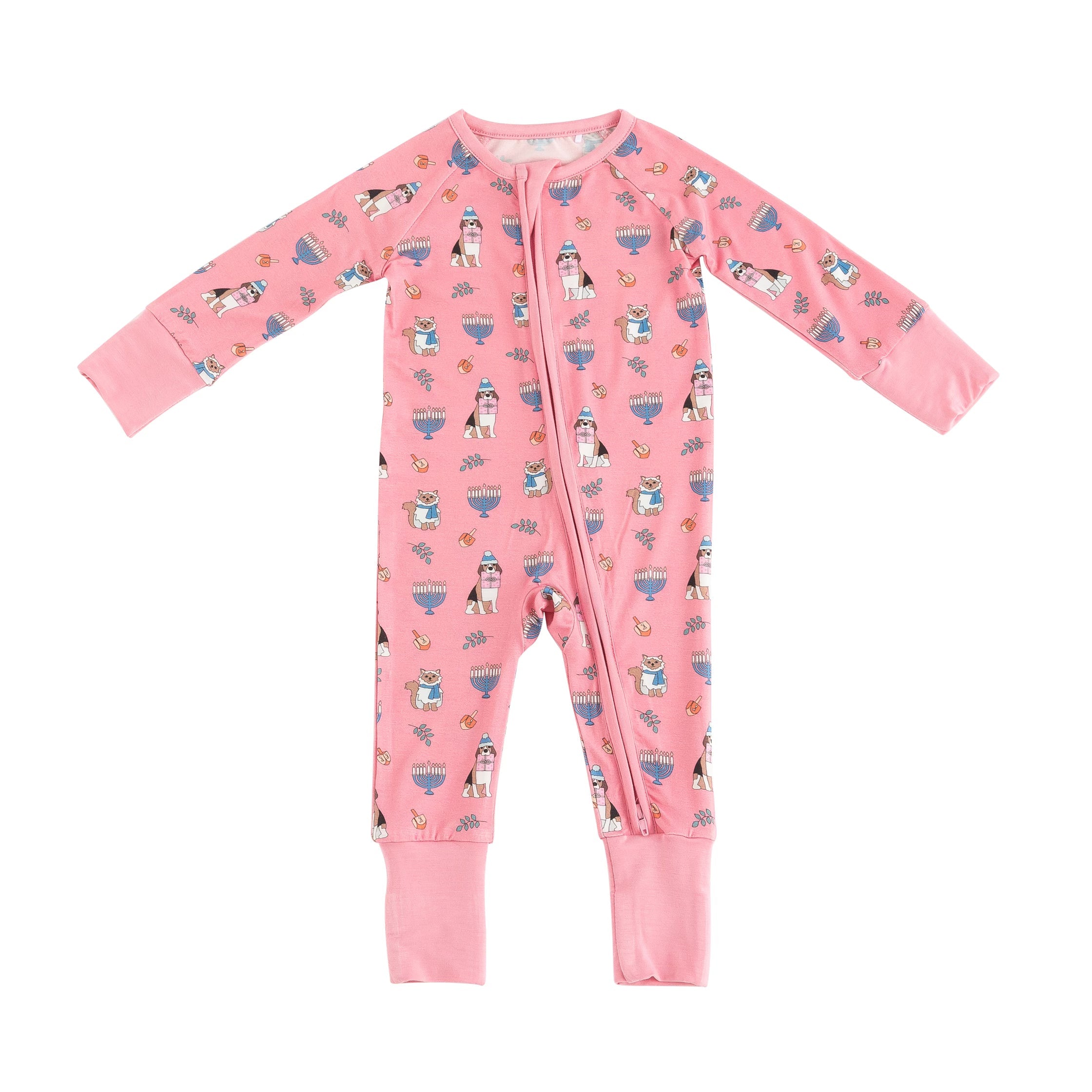 Hanukkah Pets (Convertible Zip Footies) - Pink - BIG FRENCHIES
