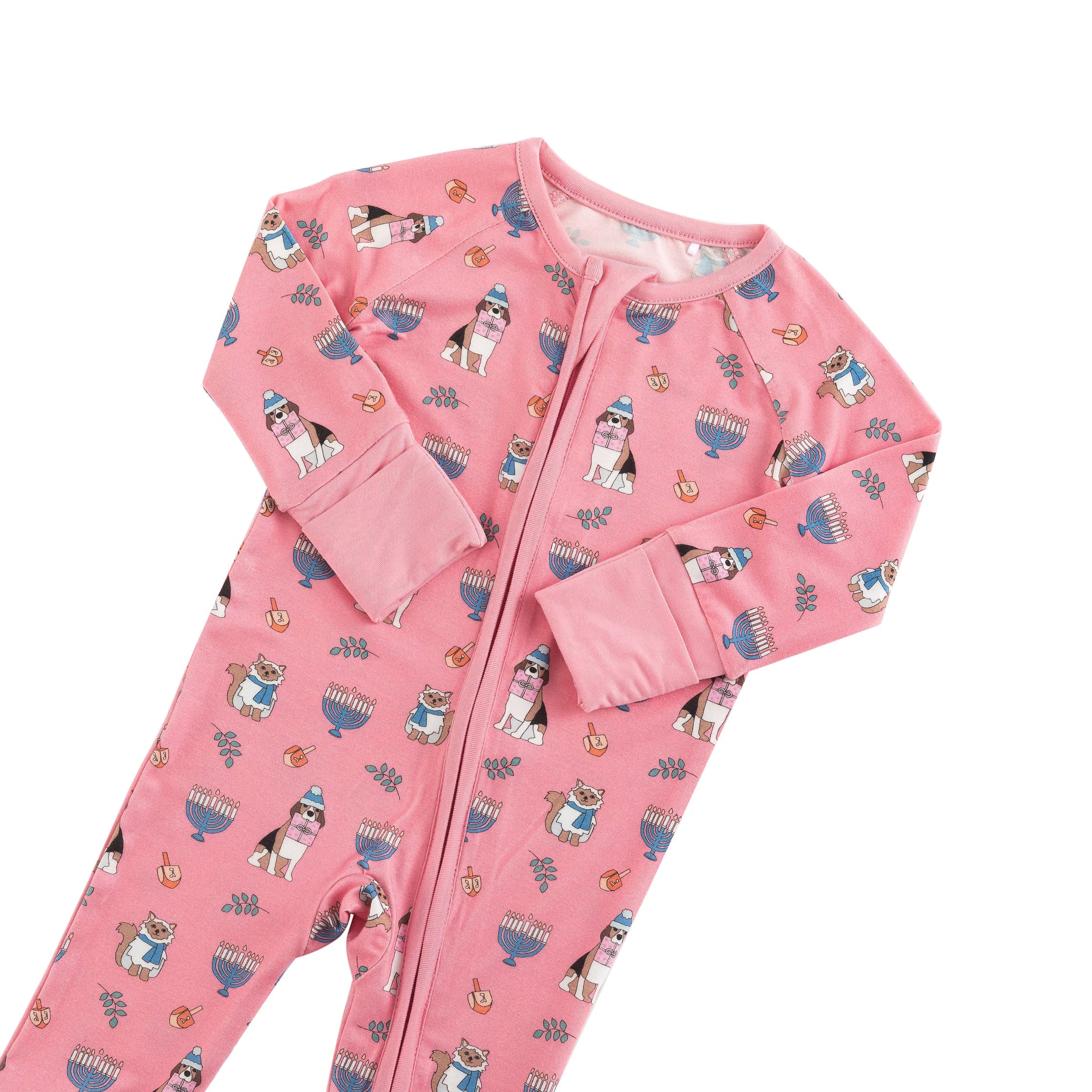 Hanukkah Pets (Convertible Zip Footies) - Pink - BIG FRENCHIES
