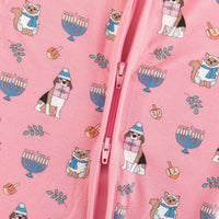 Hanukkah Pets (Convertible Zip Footies) - Pink - BIG FRENCHIES