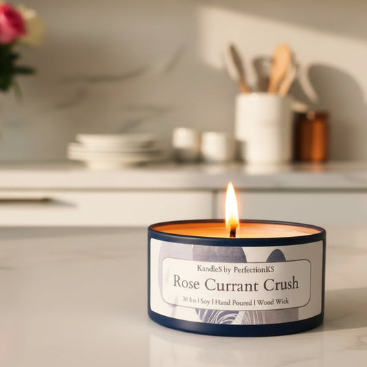 Rose Currant Crush Luxury Candle | 8oz Non-Toxic Soy Candle with Wooden Wick | Clean Burn