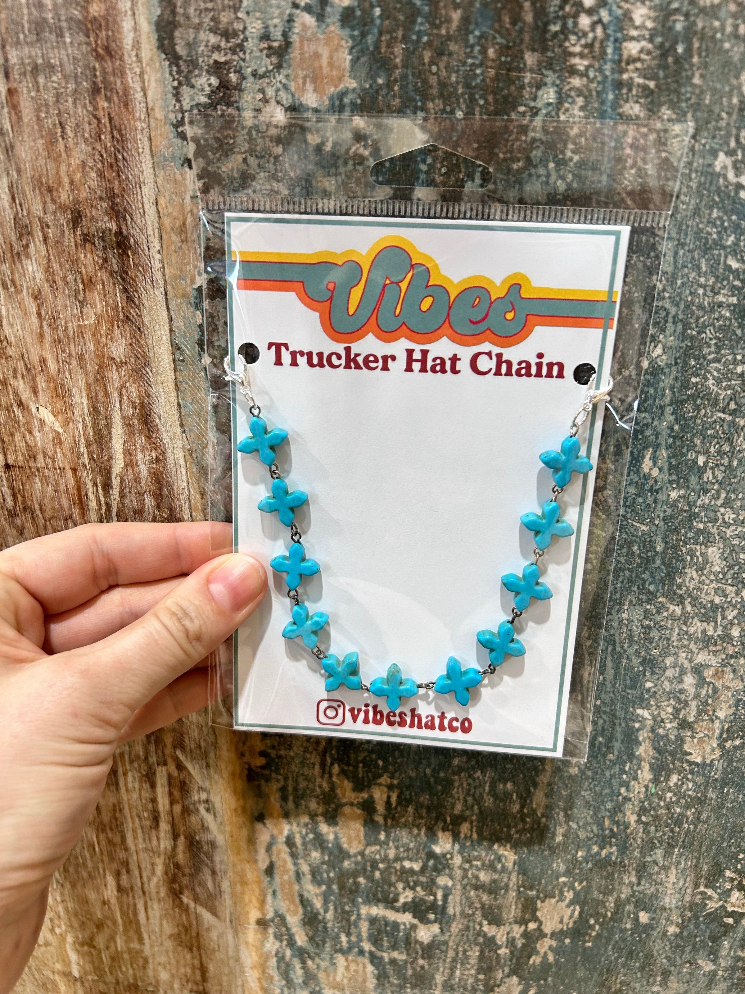 Turquoise Cross Trucker Hat Chain - BIG FRENCHIES