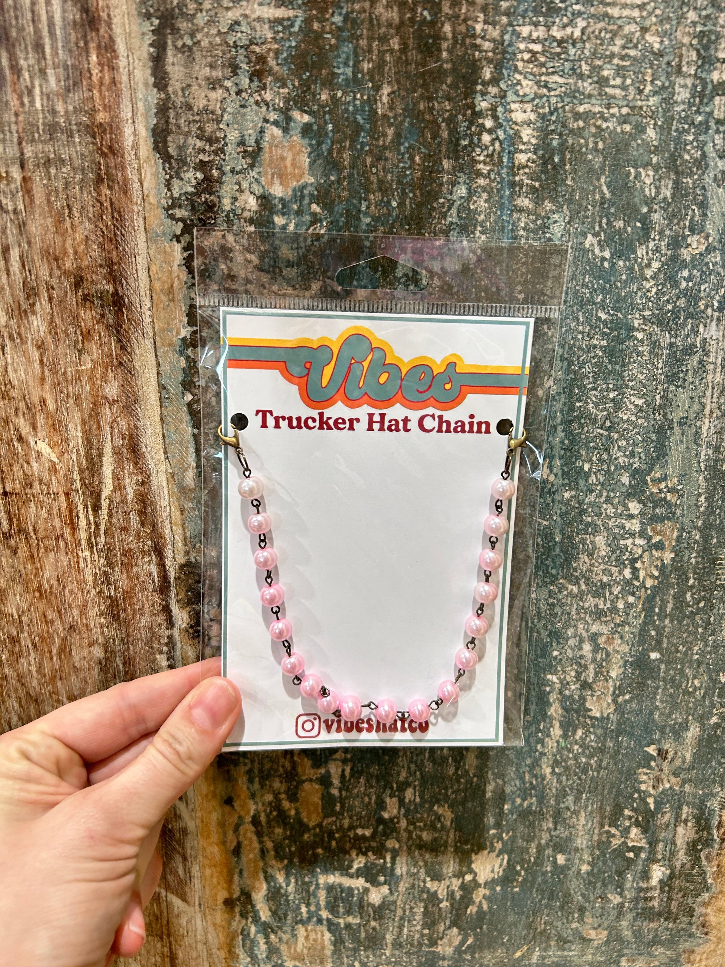 Light Pink Pearl Trucker Hat Chain - BIG FRENCHIES
