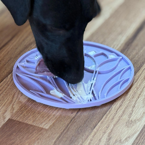 Tulip Design eMat - Enrichment Lick Mat For Dogs and Cats - With Suction Cups | USA Made - BIG FRENCHIES