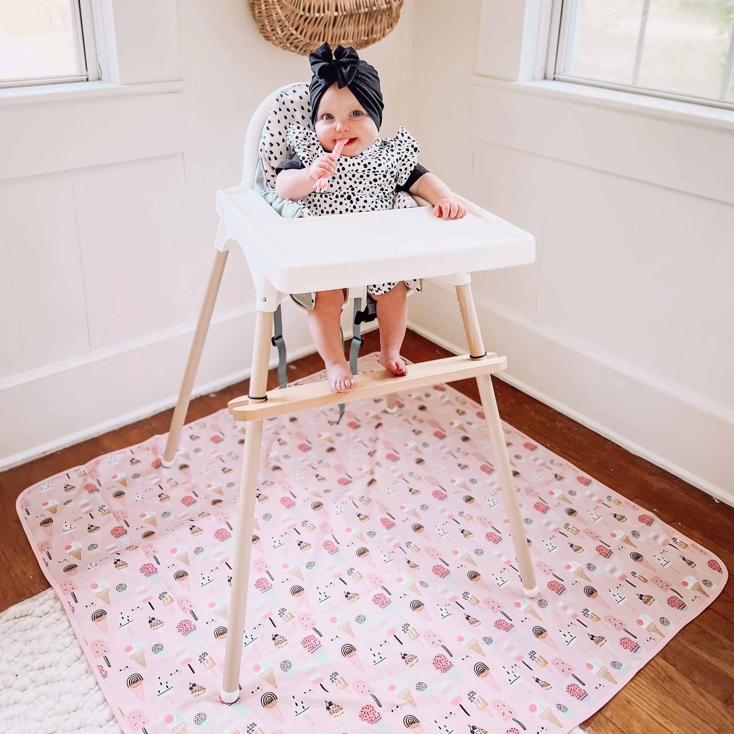 Pink Ice Cream Splash Mat - A Waterproof Catch-All for Highchair Spills and More! - BIG FRENCHIES