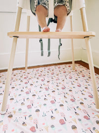 Pink Ice Cream Splash Mat - A Waterproof Catch-All for Highchair Spills and More! - BIG FRENCHIES
