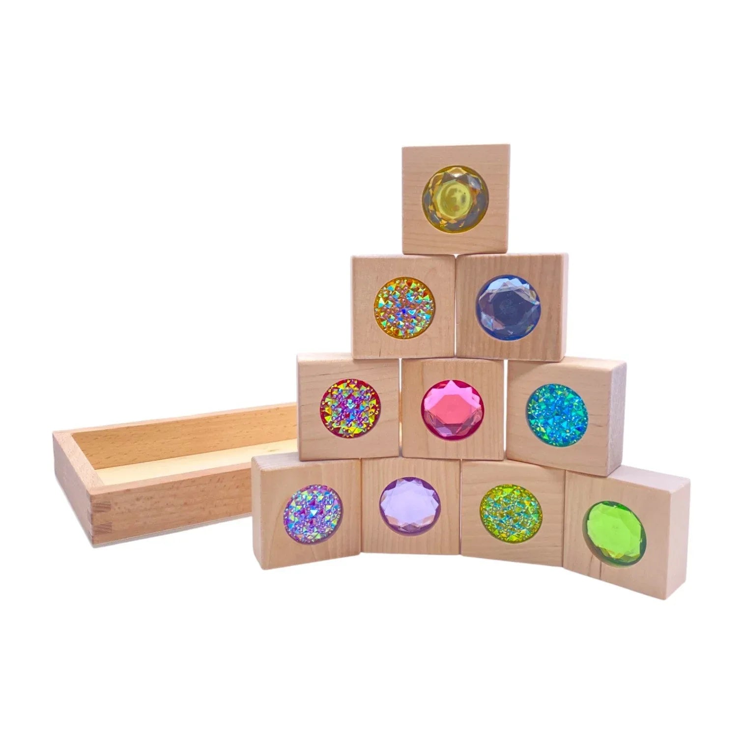 Pastel & Rainbow Gem Block Collection – 3 Styles with Wooden Storage Trays - BIG FRENCHIES