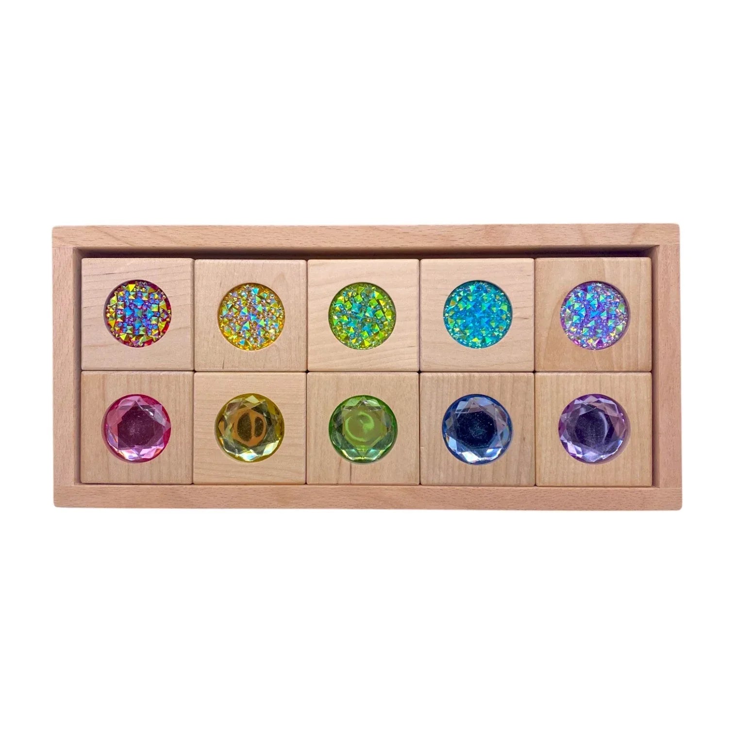 Pastel & Rainbow Gem Block Collection – 3 Styles with Wooden Storage Trays - BIG FRENCHIES
