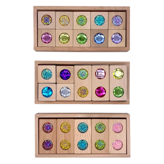 Pastel & Rainbow Gem Block Collection – 3 Styles with Wooden Storage Trays - BIG FRENCHIES