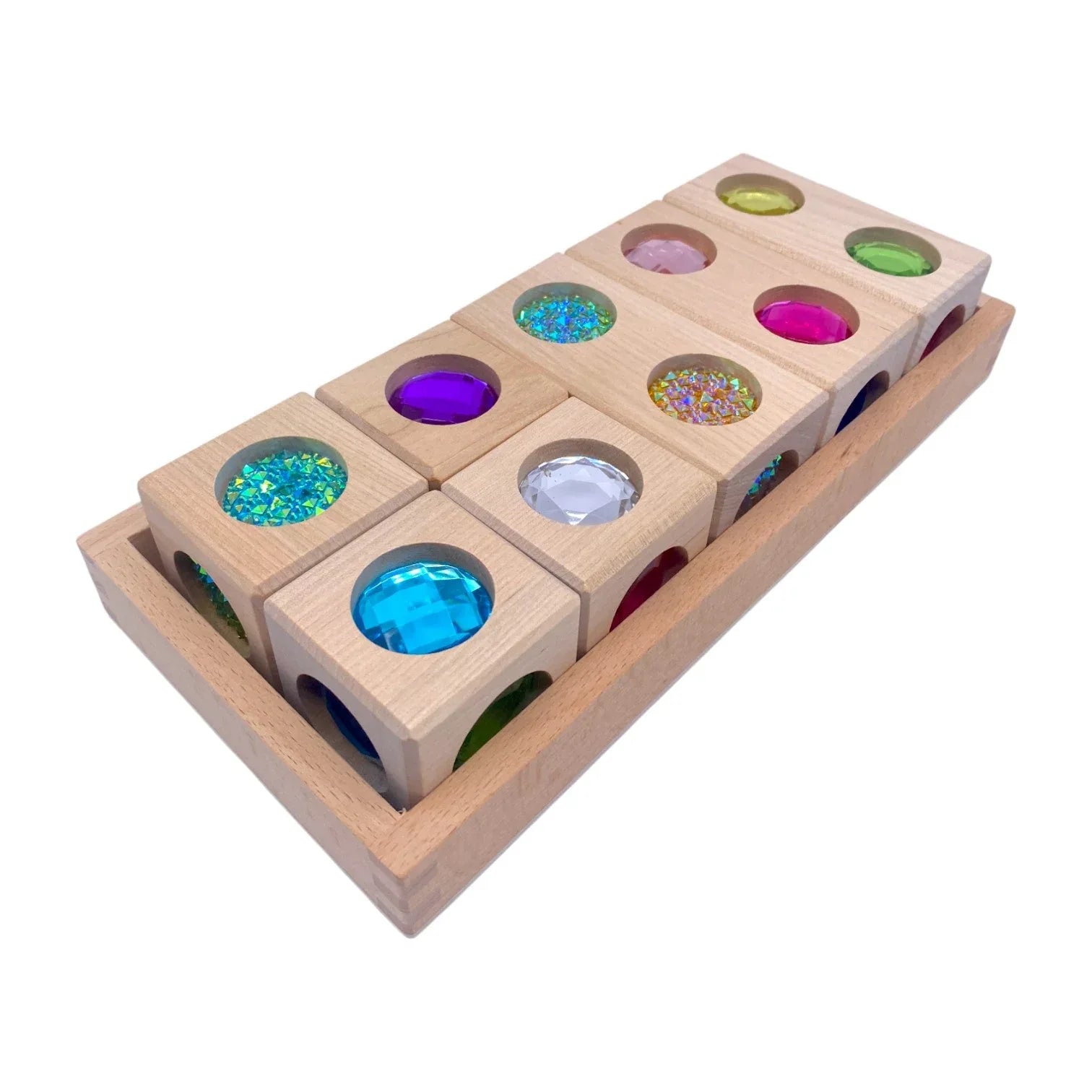 Pastel & Rainbow Gem Block Collection – 3 Styles with Wooden Storage Trays - BIG FRENCHIES