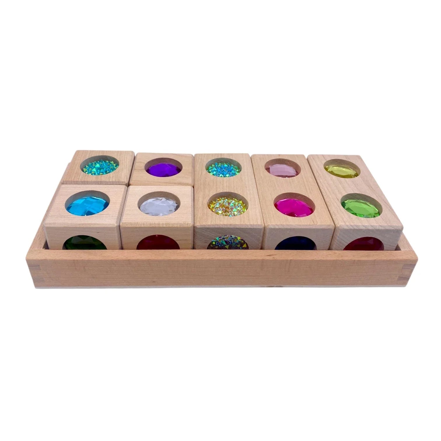 Pastel & Rainbow Gem Block Collection – 3 Styles with Wooden Storage Trays - BIG FRENCHIES