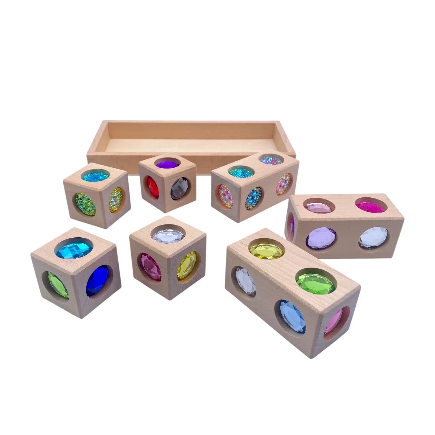Pastel & Rainbow Gem Block Collection – 3 Styles with Wooden Storage Trays - BIG FRENCHIES