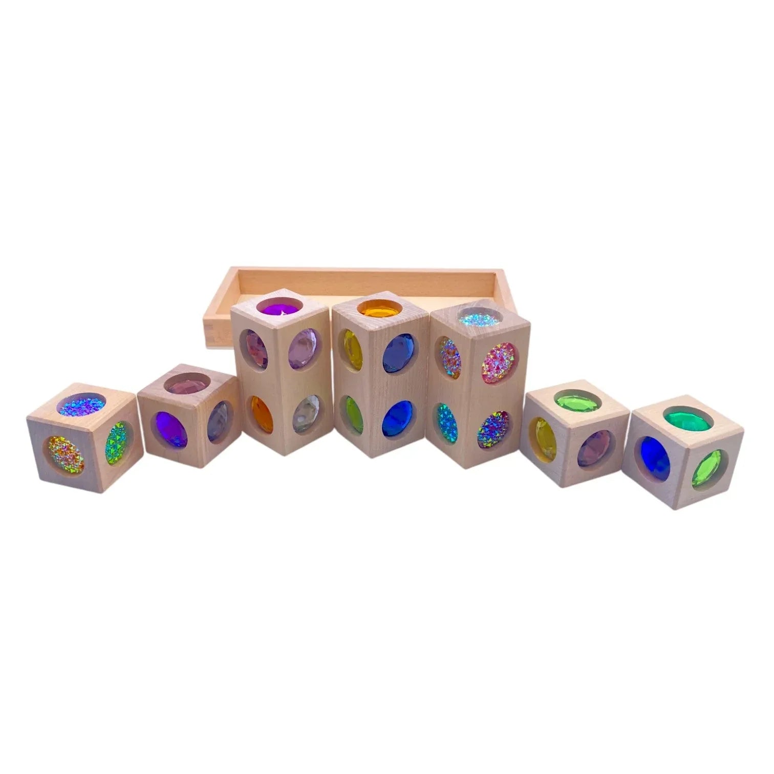 Pastel & Rainbow Gem Block Collection – 3 Styles with Wooden Storage Trays - BIG FRENCHIES