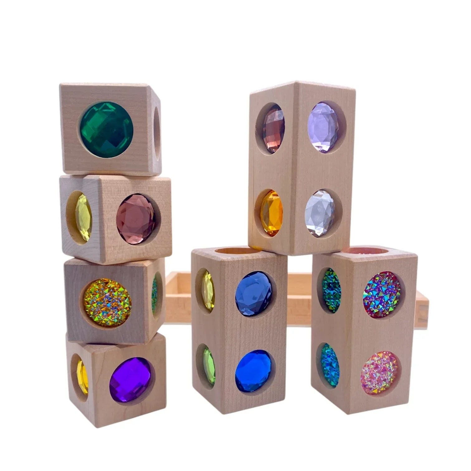Pastel & Rainbow Gem Block Collection – 3 Styles with Wooden Storage Trays - BIG FRENCHIES