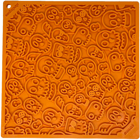 Zombie eMat - Enrichment Lick Mat for Dogs and Cats | Halloween Skull Design | SodaPup - BIG FRENCHIES
