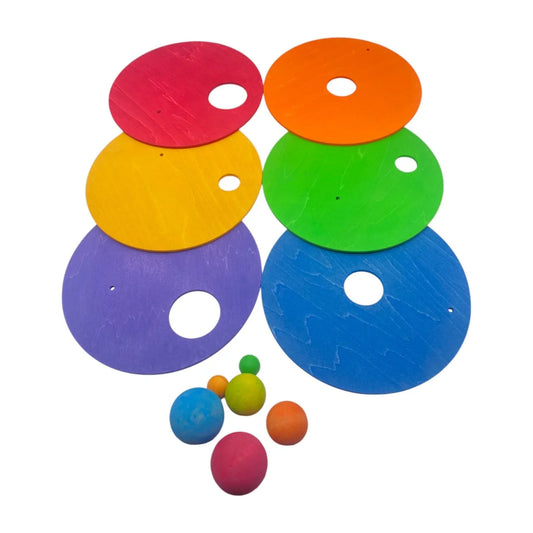 6-Piece Rolling Discs Set for Stepping Stones – Includes 6 Wooden Balls in Varying Sizes - BIG FRENCHIES