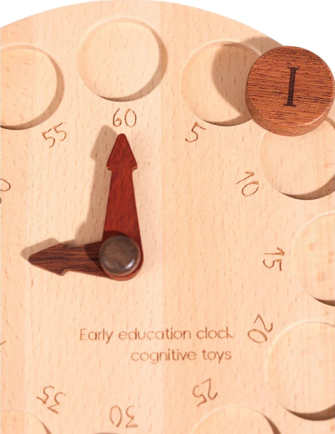 Wooden Cognitive Learning Clock – Dual-Sided Time Recognition Toy with Roman and Arabic Numerals - BIG FRENCHIES