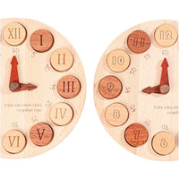 Wooden Cognitive Learning Clock – Dual-Sided Time Recognition Toy with Roman and Arabic Numerals - BIG FRENCHIES